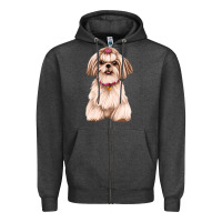Charcoal Heather Shih Tzu Dog Design Zipper Hoodie - JahusDesignShop