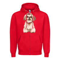 Red Shih Tzu Dog Design Zipper Hoodie - JahusDesignShop