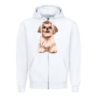 White Shih Tzu Dog Design Zipper Hoodie - JahusDesignShop