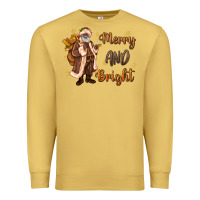 Antique Gold merry and bright black santa Premium Sweatshirt - MaliasSmallBusiness