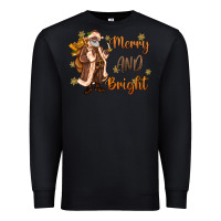 Black merry and bright black santa Premium Sweatshirt - MaliasSmallBusiness