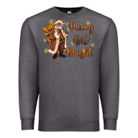 Charcoal Heather merry and bright black santa Premium Sweatshirt - MaliasSmallBusiness