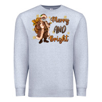 Heather Grey merry and bright black santa Premium Sweatshirt - MaliasSmallBusiness