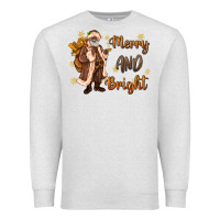 Oatmeal Heather merry and bright black santa Premium Sweatshirt - MaliasSmallBusiness
