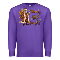 Purple merry and bright black santa Premium Sweatshirt - MaliasSmallBusiness