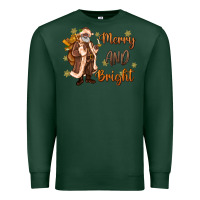 Sports Green merry and bright black santa Premium Sweatshirt - MaliasSmallBusiness