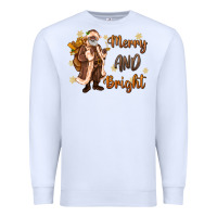 White merry and bright black santa Premium Sweatshirt - MaliasSmallBusiness