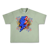 Oil Green American lightning bolt Urban Heavy Tee - Zillion Design Studio
