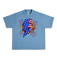 Pebble Blue American lightning bolt Urban Heavy Tee - Zillion Design Studio