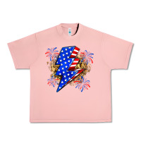 Salmon American lightning bolt Urban Heavy Tee - Zillion Design Studio