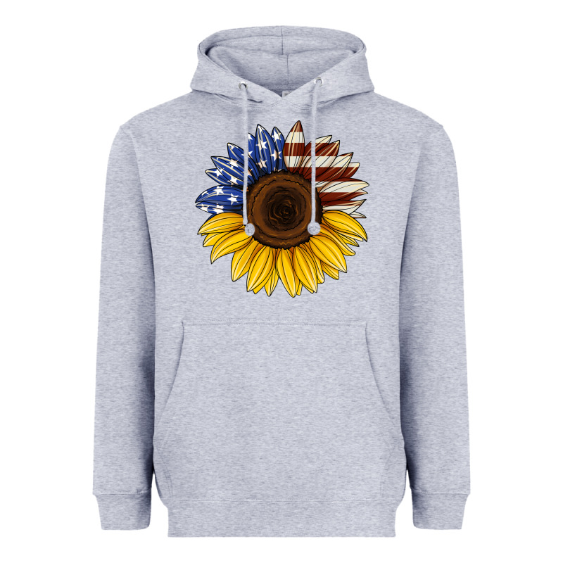American Flag Sunflower Heavyweight Hoodie by Jasminsmagicworld | Teevron