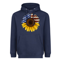 Navy american flag sunflower Heavyweight Hoodie - Jasminsmagicworld