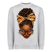 Heather Grey plaid bandana afro woman Heavyweight Sweatshirt - texasbilliewilder