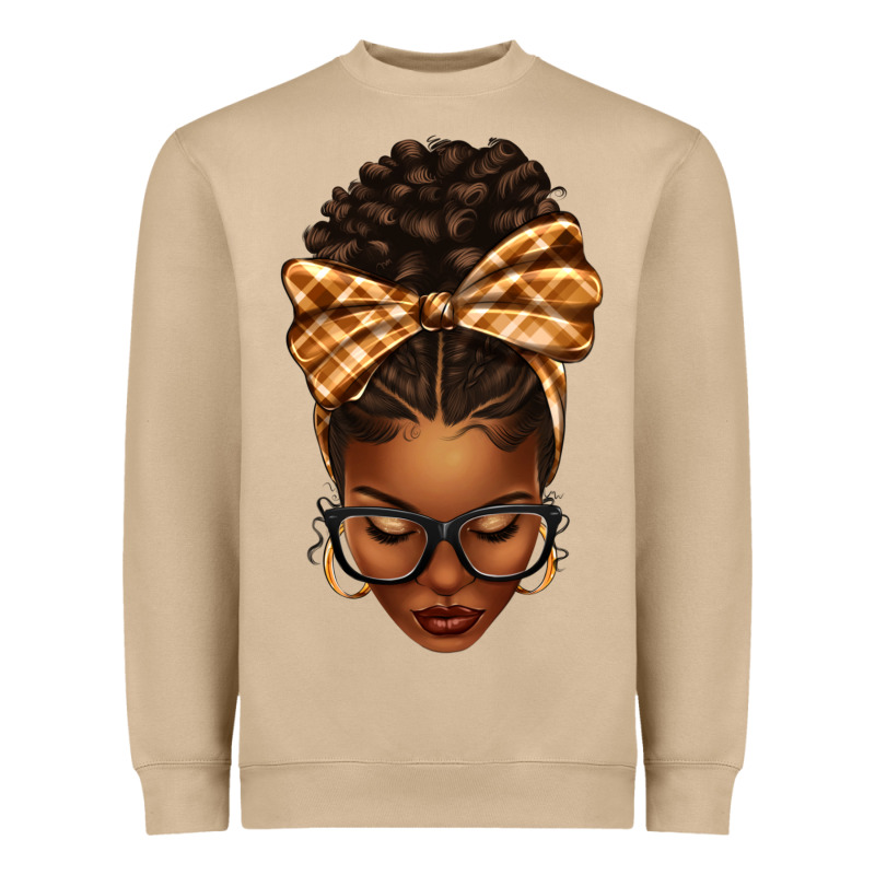 Plaid Bandana Afro Woman Heavyweight Sweatshirt by texasbilliewilder | Teevron
