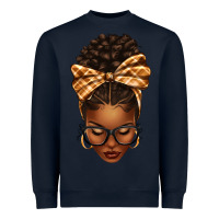 Navy plaid bandana afro woman Heavyweight Sweatshirt - texasbilliewilder