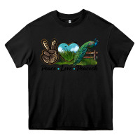 Black Peace Love Peacock Heavy Core Tee - LillyAllenDesigns