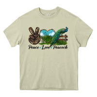 Mossy Peace Love Peacock Heavy Core Tee - LillyAllenDesigns
