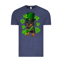 Vintage Denim st. patrick's day lucky dachshund puppy Vintage Tee - RanaPortraitStore