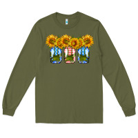 Army Green american sunflower mason jar Long Sleeve Tee - HRA Design Shop