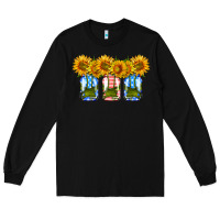 Black american sunflower mason jar Long Sleeve Tee - HRA Design Shop