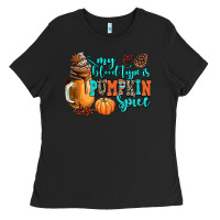 Black my blood type is pumpkin spice Ladies Tee - AdoDesignShop