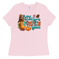 Bubblegum Pink my blood type is pumpkin spice Ladies Tee - AdoDesignShop