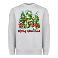 Heather Grey merry christmas rabbits Heavyweight Sweatshirt - Zillion Design Studio