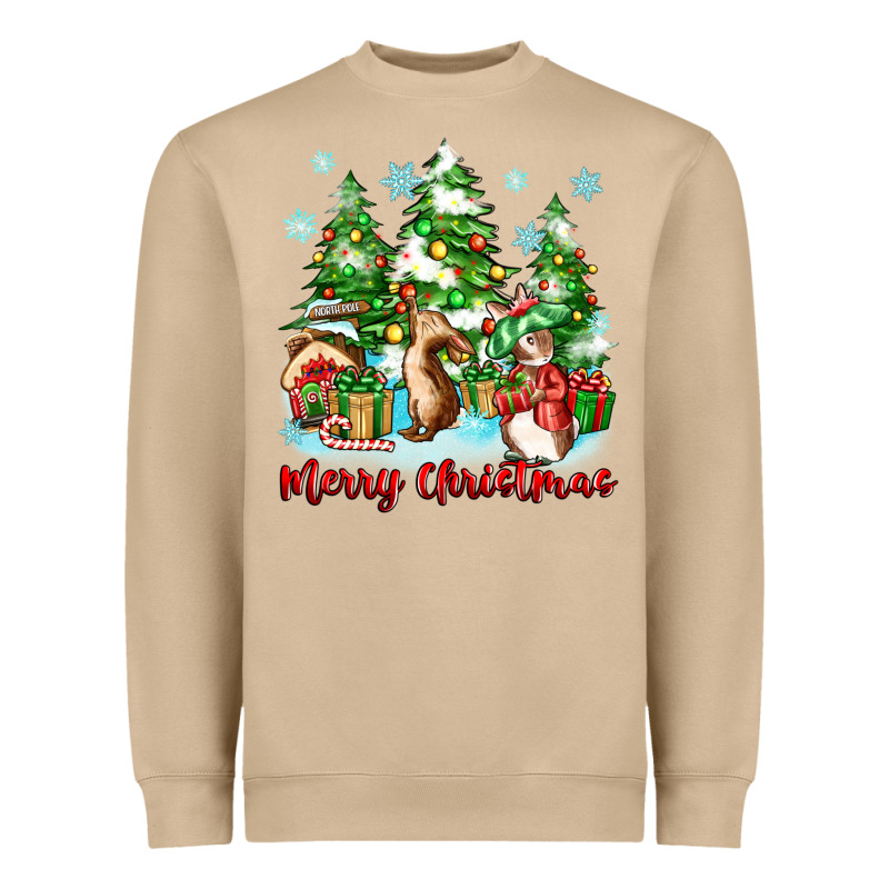 Merry Christmas Rabbits Heavyweight Sweatshirt by Zillion Design Studio | Teevron