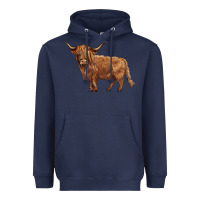 Navy highland cow Heavyweight Hoodie - BarkalooDesign