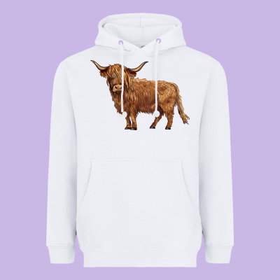 Highland Cow Heavyweight Hoodie Designed By Barkaloodesign
