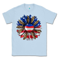 Dusty Blue american flag leopard Classic Tee - RanaPortraitStore