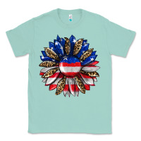 Seafoam american flag leopard Classic Tee - RanaPortraitStore