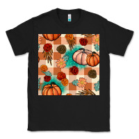 Black floral pumpkins seamless pattern Classic Tee - BundleAndBundleShop