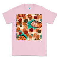 Bubblegum Pink floral pumpkins seamless pattern Classic Tee - BundleAndBundleShop