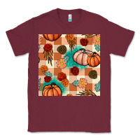 Burgundy floral pumpkins seamless pattern Classic Tee - BundleAndBundleShop