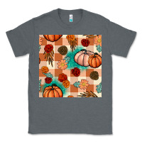 Charcoal Heather floral pumpkins seamless pattern Classic Tee - BundleAndBundleShop