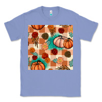 Colony Blue floral pumpkins seamless pattern Classic Tee - BundleAndBundleShop