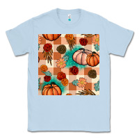 Dusty Blue floral pumpkins seamless pattern Classic Tee - BundleAndBundleShop