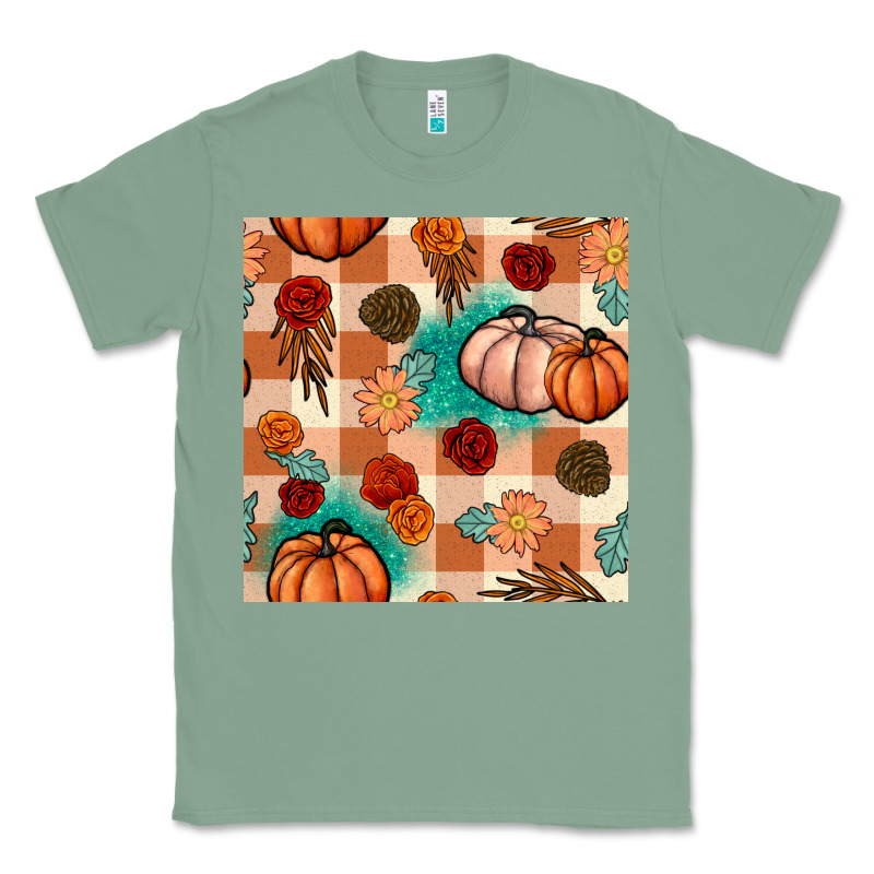 Floral Pumpkins Seamless Pattern Classic Tee by BundleAndBundleShop | Teevron