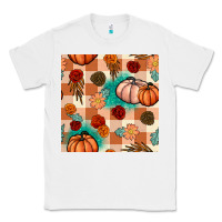 White floral pumpkins seamless pattern Classic Tee - BundleAndBundleShop