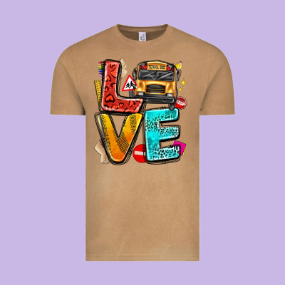 Love School Bus Vintage Tee Designed By Texasbilliewilder