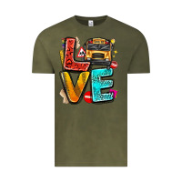Vintage Olive love school bus Vintage Tee - texasbilliewilder