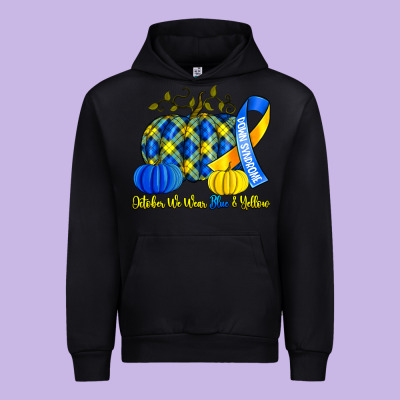 October We Wear Blue And Yellow With Pumpkins Urban Hoodie Designed By Artiststas