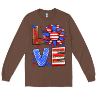 Chestnut love america sunflower Long Sleeve Tee - HRA Design Shop