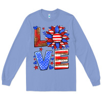 Colony Blue love america sunflower Long Sleeve Tee - HRA Design Shop