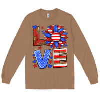Toasted Coconut love america sunflower Long Sleeve Tee - HRA Design Shop