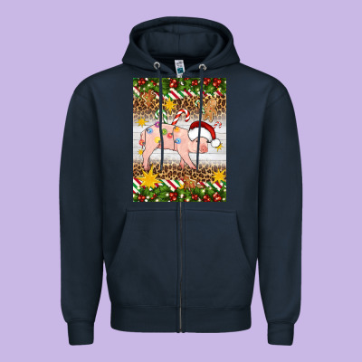 Christmas Pig Zipper Hoodie Designed By Artiststas
