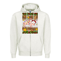 Oatmeal Heather christmas pig Zipper Hoodie - Artiststas