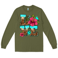 Army Green love summer with flowers Long Sleeve Tee - AdoDesignShop