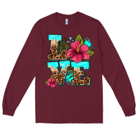 Burgundy love summer with flowers Long Sleeve Tee - AdoDesignShop